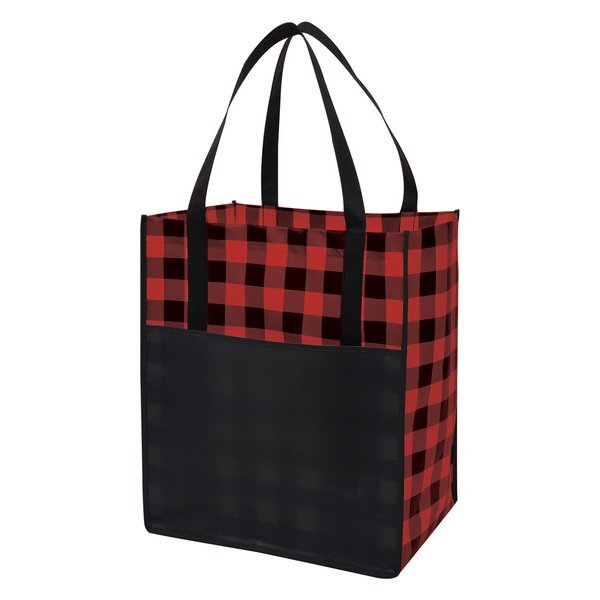 Northwoods Laminated Non-Woven Plaid Tote Bag