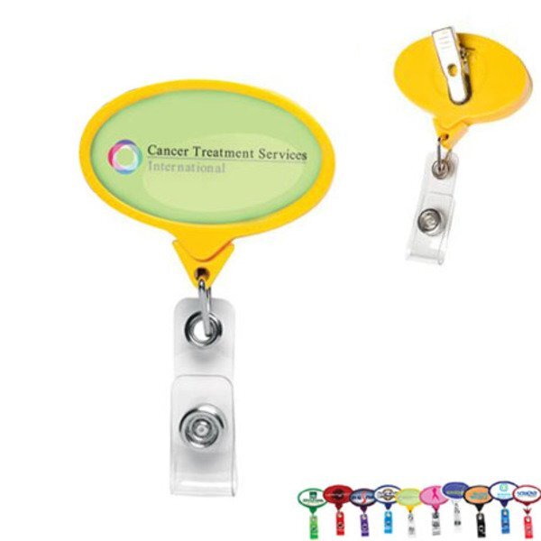 Jumbo Oval Retractable Badgeholder, Alligator Clip