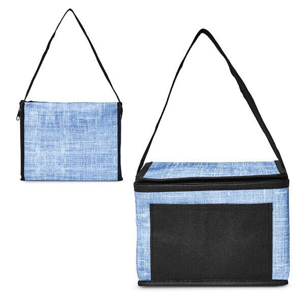 Denim Pattern Non-Woven 6-Can Lunch Bag