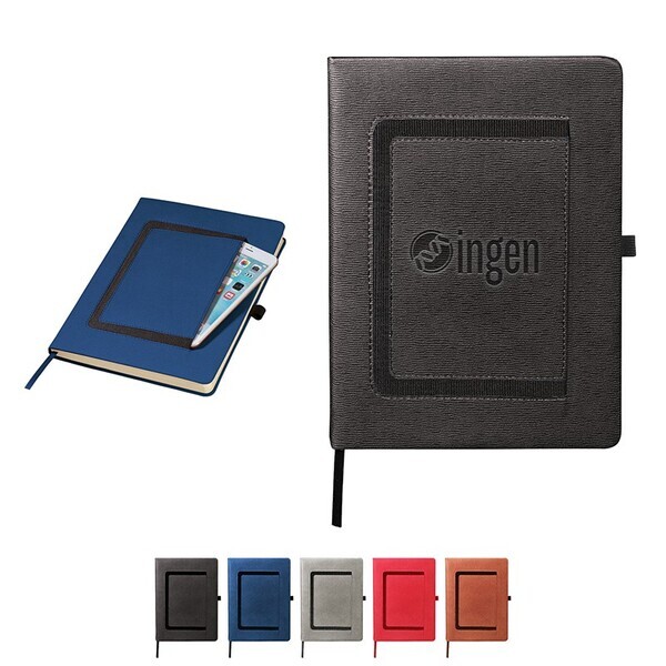 Large Roma Journal w/ Horizontal Phone Pocket, 7-1/2" x 9-7/8"