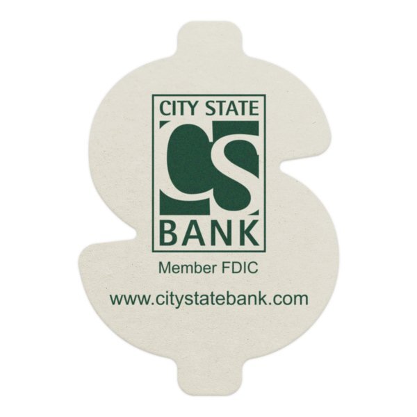 Dollar Sign Pulpboard Coaster w/ Full Color Imprint, 80 pt.