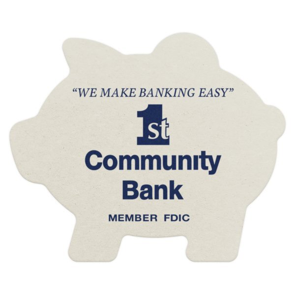 Pig Pulpboard Coaster w/ Full Color Imprint, 80 pt.