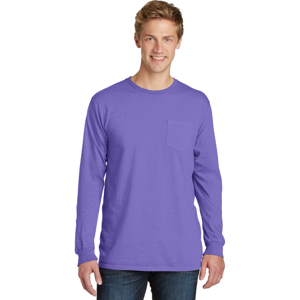 Port & Company® Beach Wash™ Garment-Dyed Unisex Long Sleeve Pocket Tee