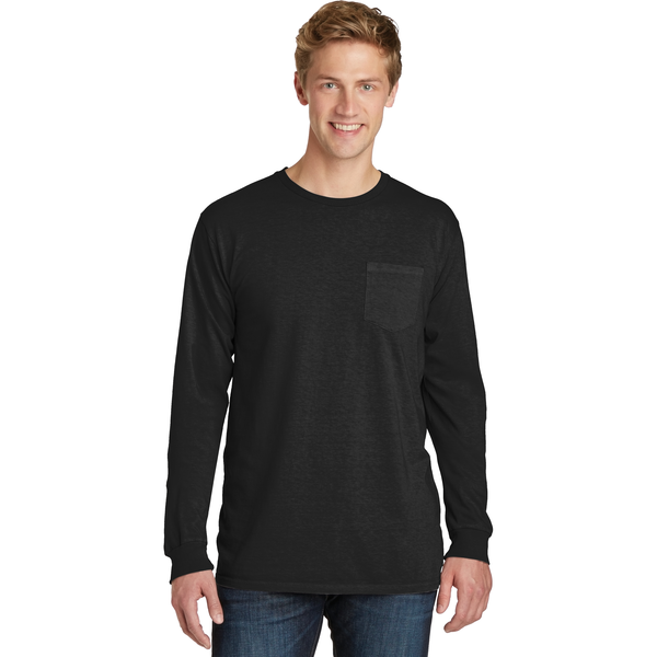 Port & Company® Beach Wash™ Garment-Dyed Unisex Long Sleeve Pocket Tee