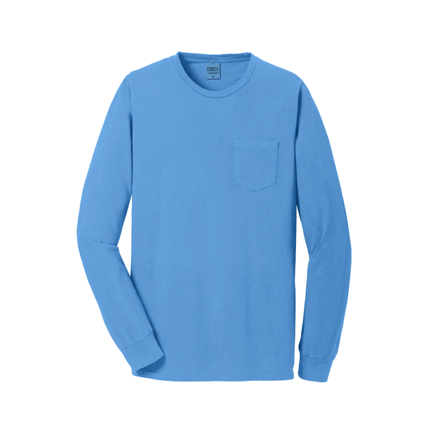 Port & Company® Beach Wash™ Garment-Dyed Unisex Long Sleeve Pocket Tee