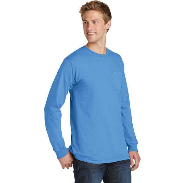 Port & Company® Beach Wash™ Garment-Dyed Unisex Long Sleeve Pocket Tee