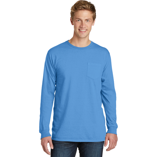 Port & Company® Beach Wash™ Garment-Dyed Unisex Long Sleeve Pocket Tee