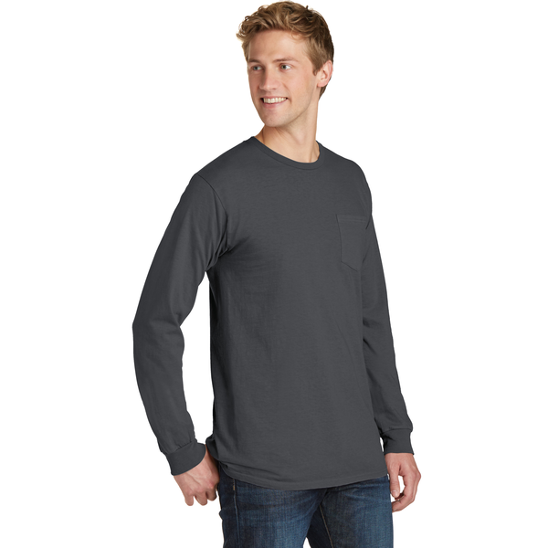 Port & Company® Beach Wash™ Garment-Dyed Unisex Long Sleeve Pocket Tee
