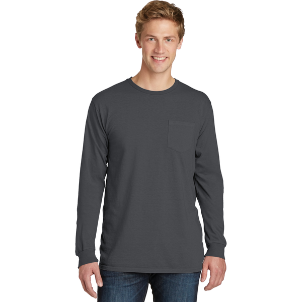 Port & Company® Beach Wash™ Garment-Dyed Unisex Long Sleeve Pocket Tee