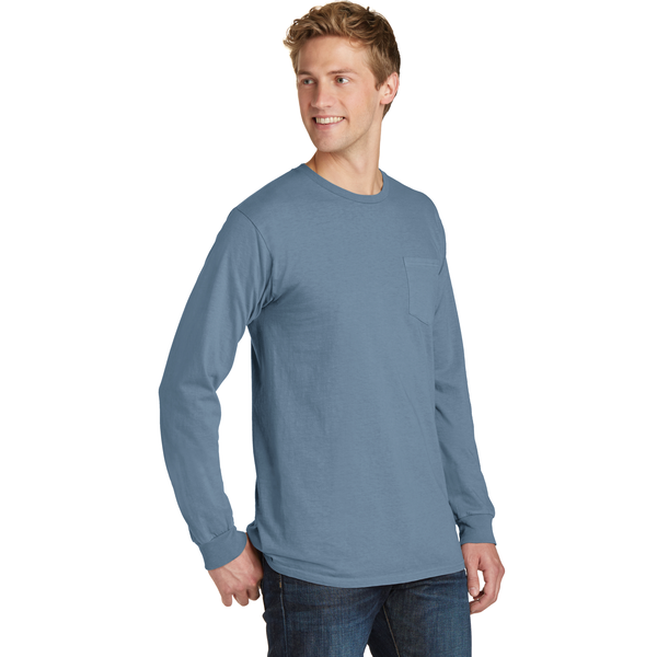 Port & Company® Beach Wash™ Garment-Dyed Unisex Long Sleeve Pocket Tee