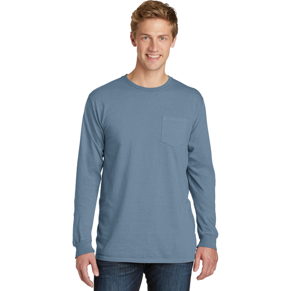 Port & Company® Beach Wash™ Garment-Dyed Unisex Long Sleeve Pocket Tee