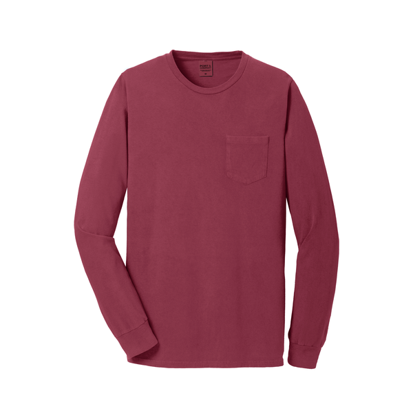 Port & Company® Beach Wash™ Garment-Dyed Unisex Long Sleeve Pocket Tee