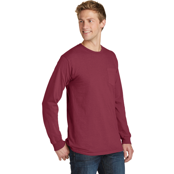Port & Company® Beach Wash™ Garment-Dyed Unisex Long Sleeve Pocket Tee