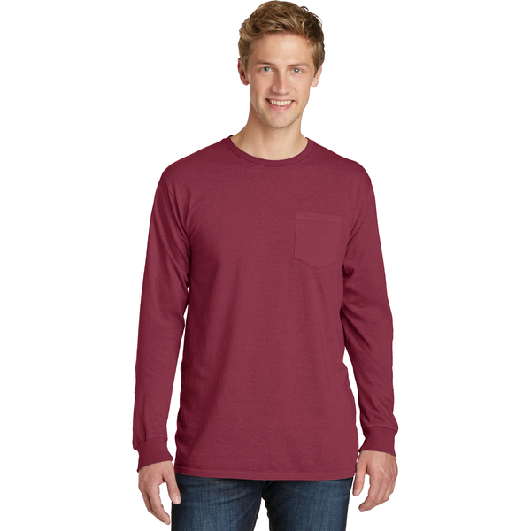 Port & Company® Beach Wash™ Garment-Dyed Unisex Long Sleeve Pocket Tee