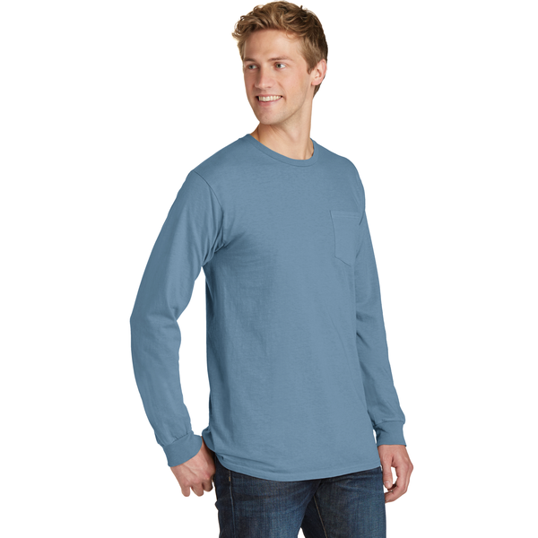Port & Company® Beach Wash™ Garment-Dyed Unisex Long Sleeve Pocket Tee