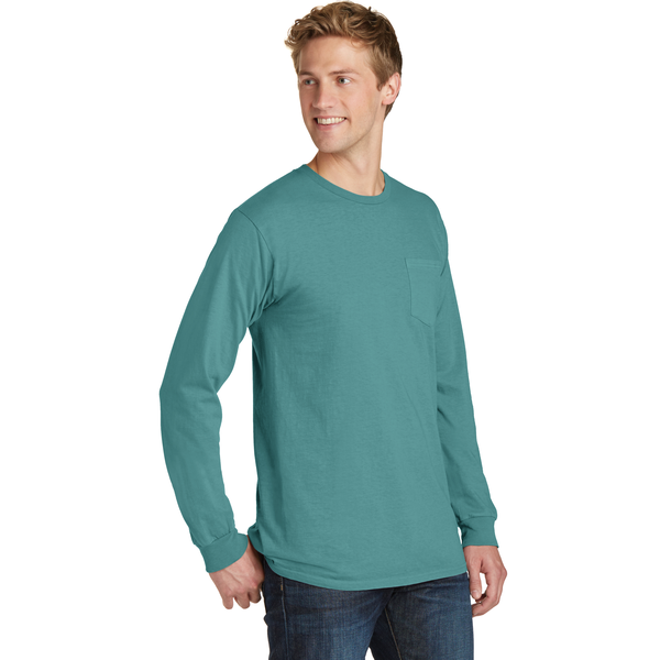 Port & Company® Beach Wash™ Garment-Dyed Unisex Long Sleeve Pocket Tee