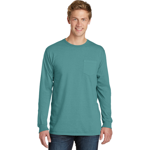 Port & Company® Beach Wash™ Garment-Dyed Unisex Long Sleeve Pocket Tee