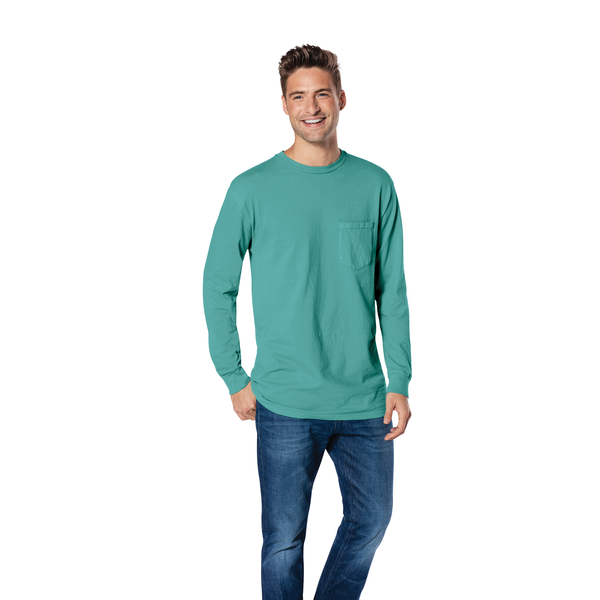 Port & Company® Beach Wash™ Garment-Dyed Unisex Long Sleeve Pocket Tee
