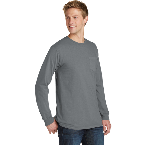 Port & Company® Beach Wash™ Garment-Dyed Unisex Long Sleeve Pocket Tee