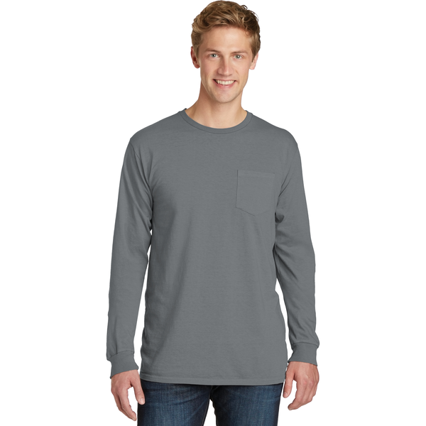 Port & Company® Beach Wash™ Garment-Dyed Unisex Long Sleeve Pocket Tee