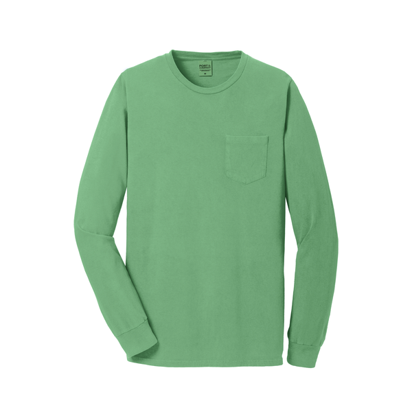 Port & Company® Beach Wash™ Garment-Dyed Unisex Long Sleeve Pocket Tee