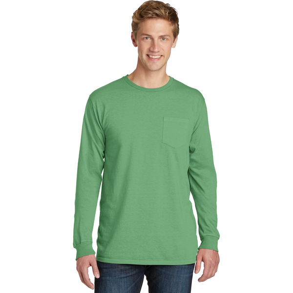 Port & Company® Beach Wash™ Garment-Dyed Unisex Long Sleeve Pocket Tee