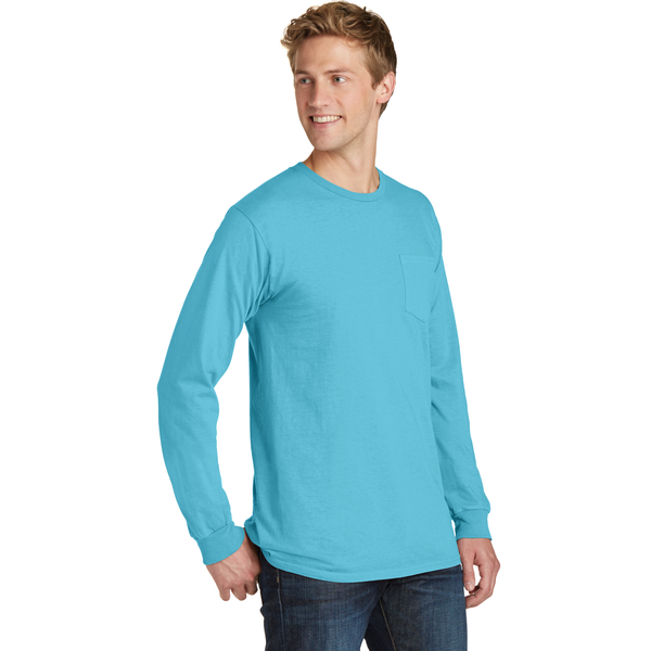 Port & Company® Beach Wash™ Garment-Dyed Unisex Long Sleeve Pocket Tee