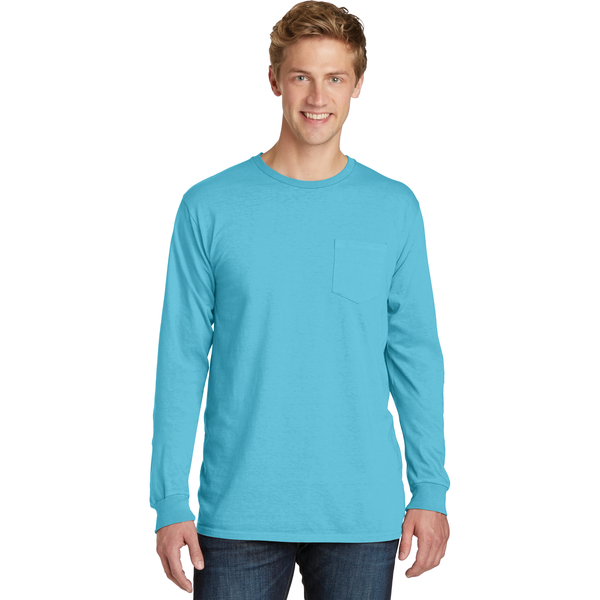 Port & Company® Beach Wash™ Garment-Dyed Unisex Long Sleeve Pocket Tee