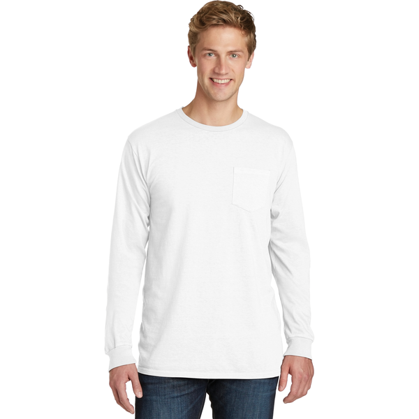 Port & Company® Beach Wash™ Garment-Dyed Unisex Long Sleeve Pocket Tee