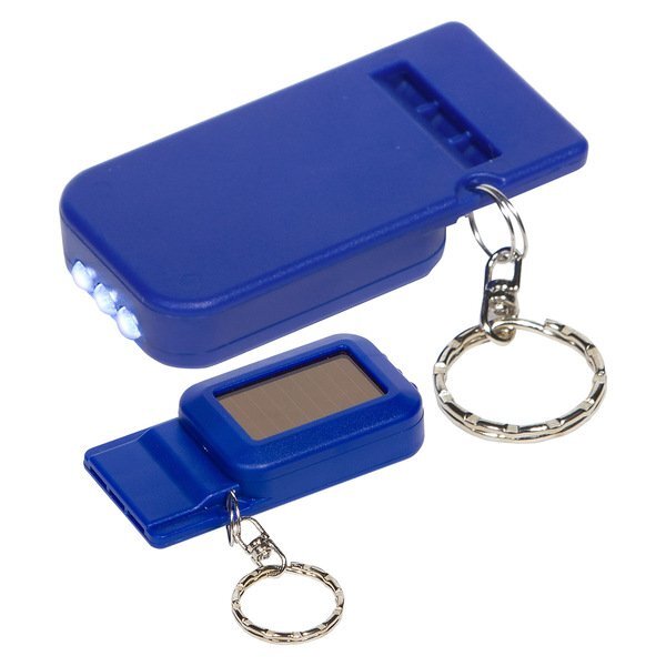 Solar Powered Light and Whistle Key Chain, 3 LEDs