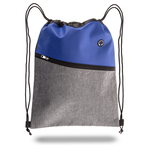 Two-Tone Heathered Polyester Drawstring Backpack