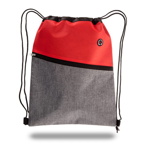 Two-Tone Heathered Polyester Drawstring Backpack