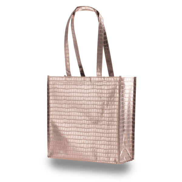 Glam Metallic Croc Laminated Non Woven Shopper Tote