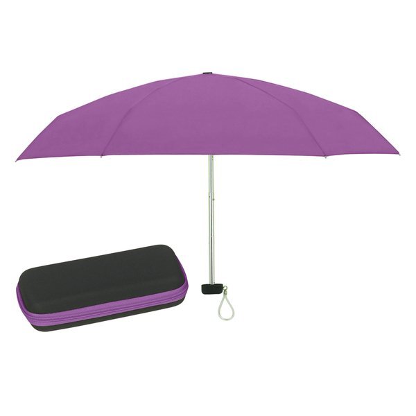 Folding Telescopic Travel Umbrella with Case, 37" Arc