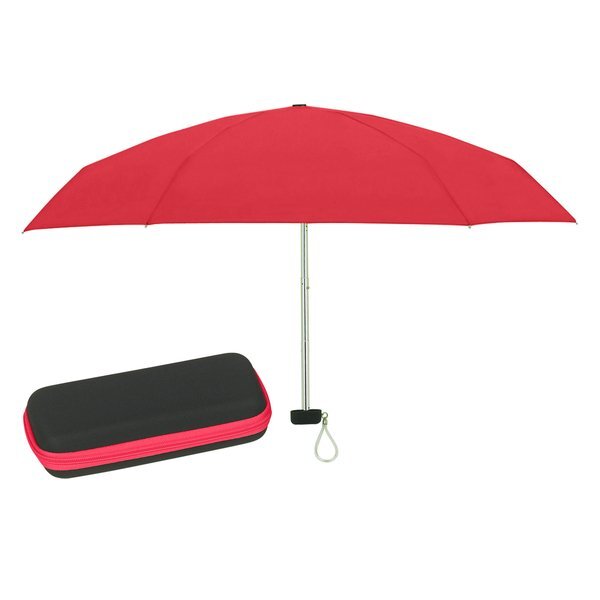 Folding Telescopic Travel Umbrella with Case, 37" Arc