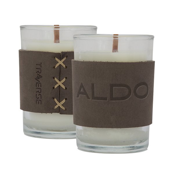Harper Leather Wrapped Candle, 8oz.