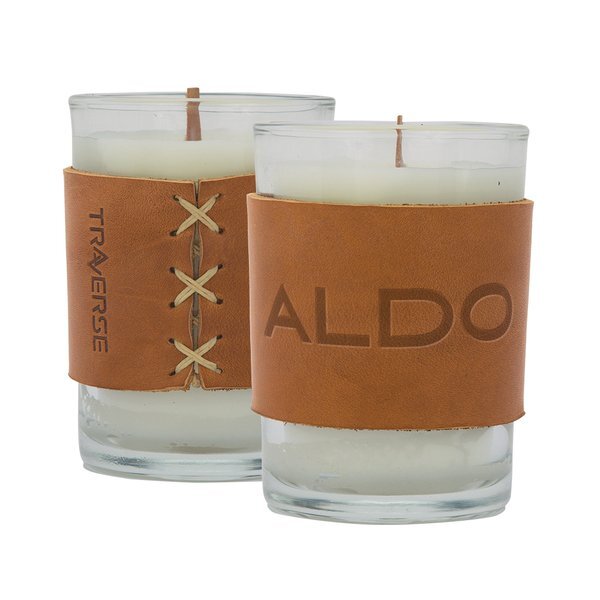 Harper Leather Wrapped Candle, 8oz.