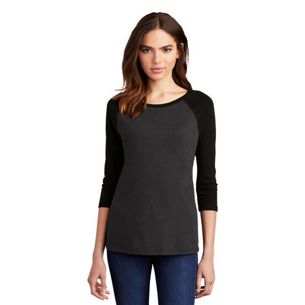 District Made® Perfect Tri™ Ladies' 3/4-Sleeve Raglan