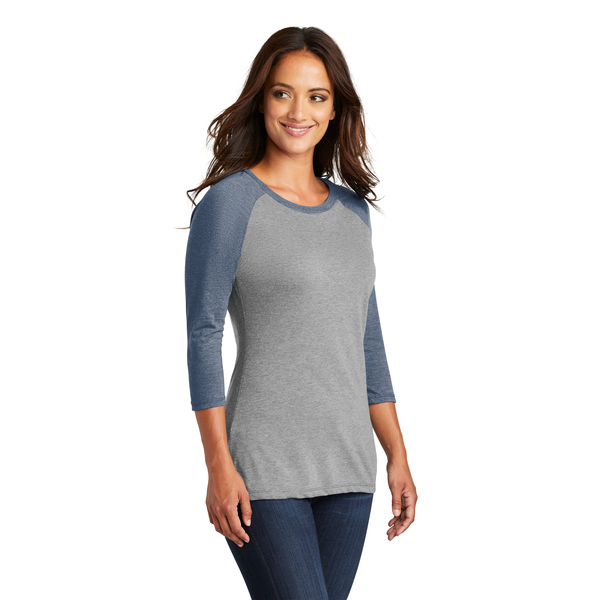 District Made® Perfect Tri™ Ladies' 3/4-Sleeve Raglan