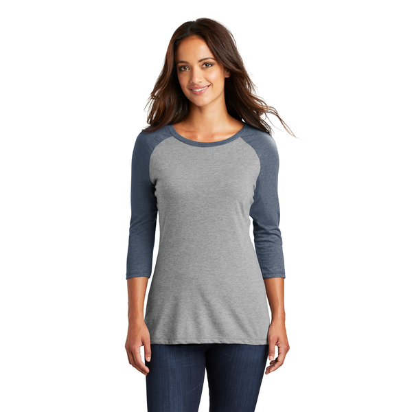 District Made® Perfect Tri™ Ladies' 3/4-Sleeve Raglan