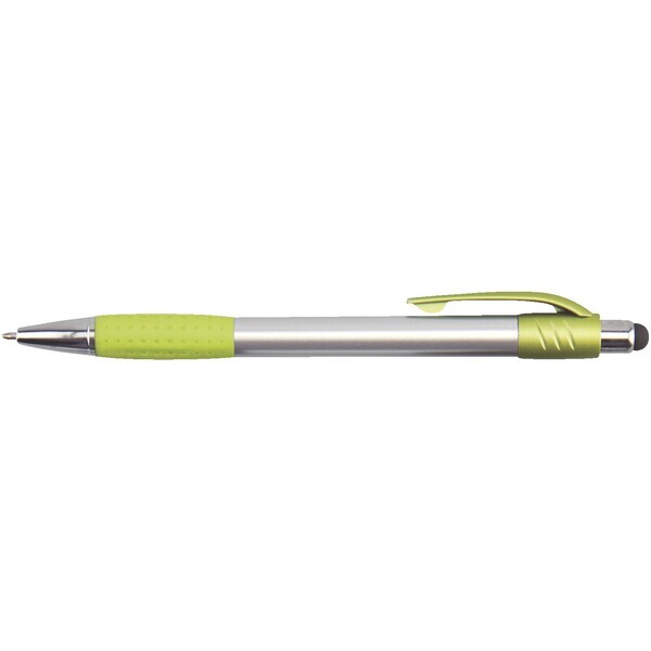 Premium Silver Stylus Click Pen w/Metallic Accents