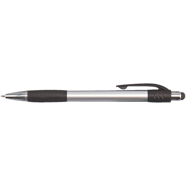 Premium Silver Stylus Click Pen w/Metallic Accents