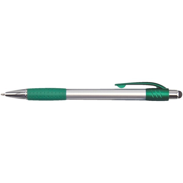 Premium Silver Stylus Click Pen w/Metallic Accents