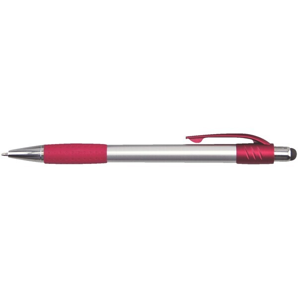 Premium Silver Stylus Click Pen w/Metallic Accents