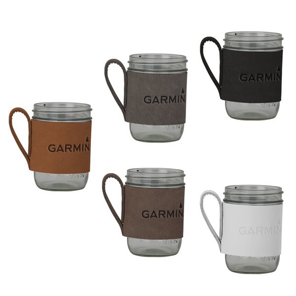Brewster Wide Mason Jar & Leather Sleeve, 16oz.