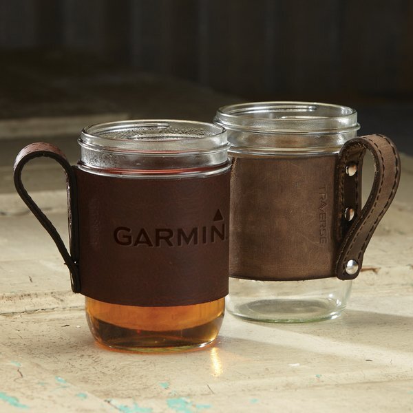 Brewster Wide Mason Jar & Leather Sleeve, 16oz.