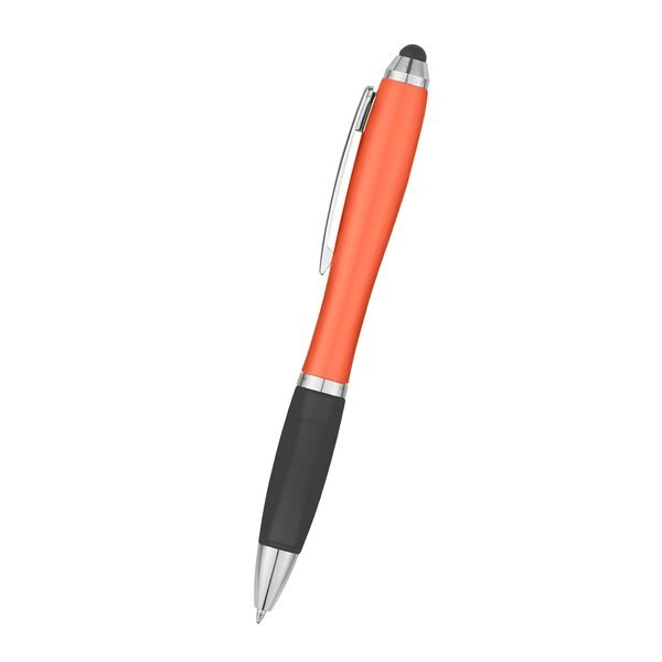 Satin Retractable Stylus Colorful Barrel Pen
