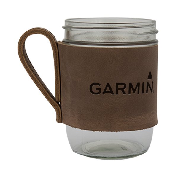 Brewster Wide Mason Jar & Leather Sleeve, 16oz.