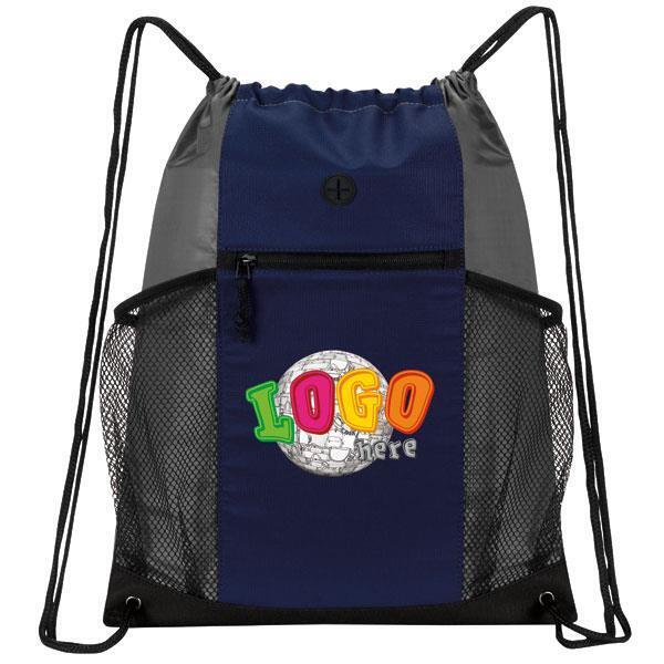 Two-Tone Multi-Pocket 300D Polyester Drawstring Backpack