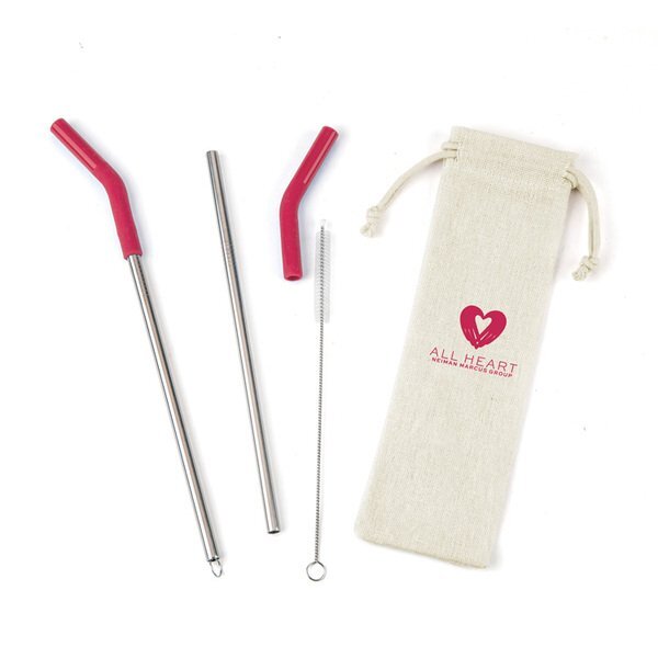 Reusable Stainless Steel Two Straw Set